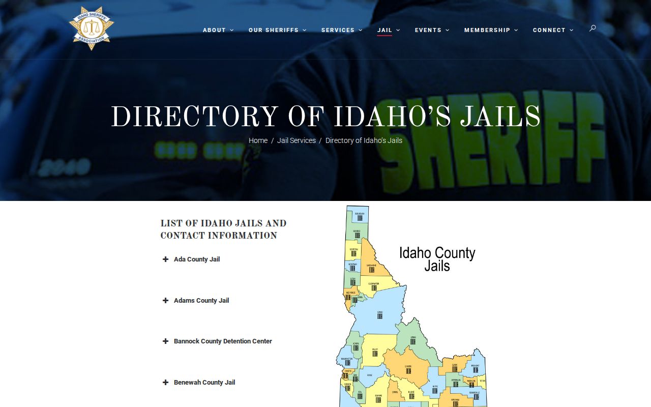 Idaho sheriffs jail directory entry used to identify Shoshone County Jail